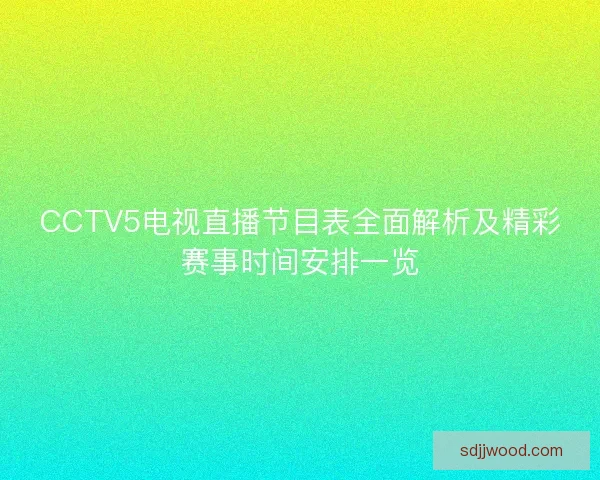 CCTV5电视直播节目表全面解析及精彩赛事时间安排一览